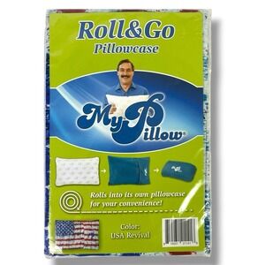 NEW My Pillow Travel PillowCase - Roll & Go - USA Flag Revival Flag SEALED HTF